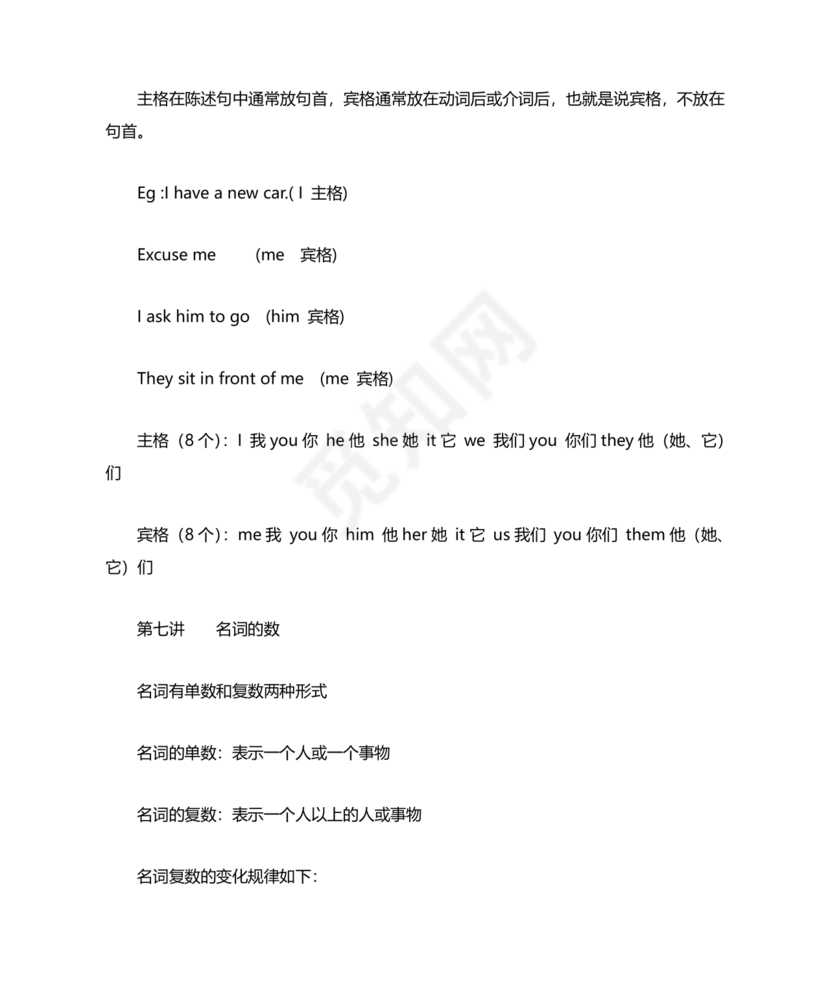 小学四年级英语语法归纳总结