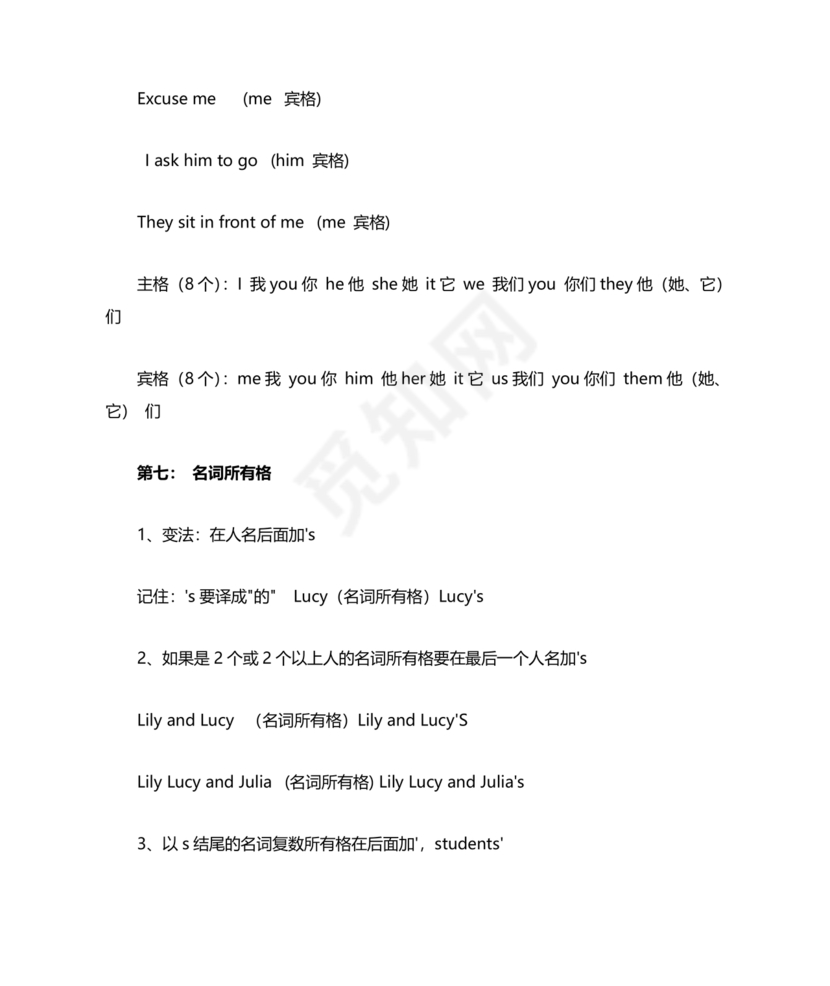 小学四年级英语语法归纳总结