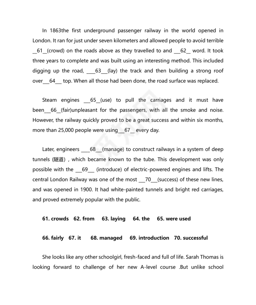 高中英语语法填空专项训练