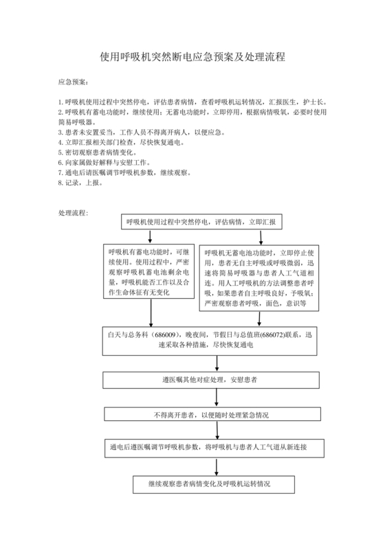 使用呼吸机过程中突然断电的应急预案