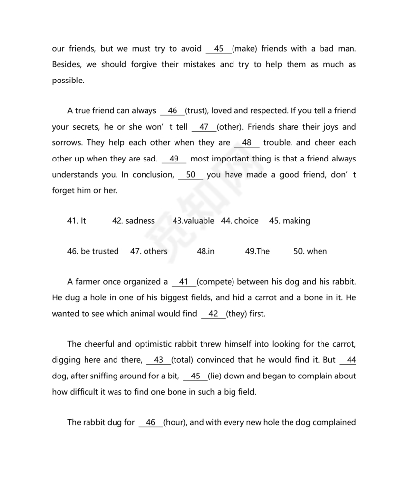 高中英语语法填空专项训练