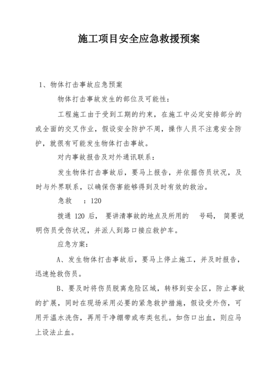项目应急预案