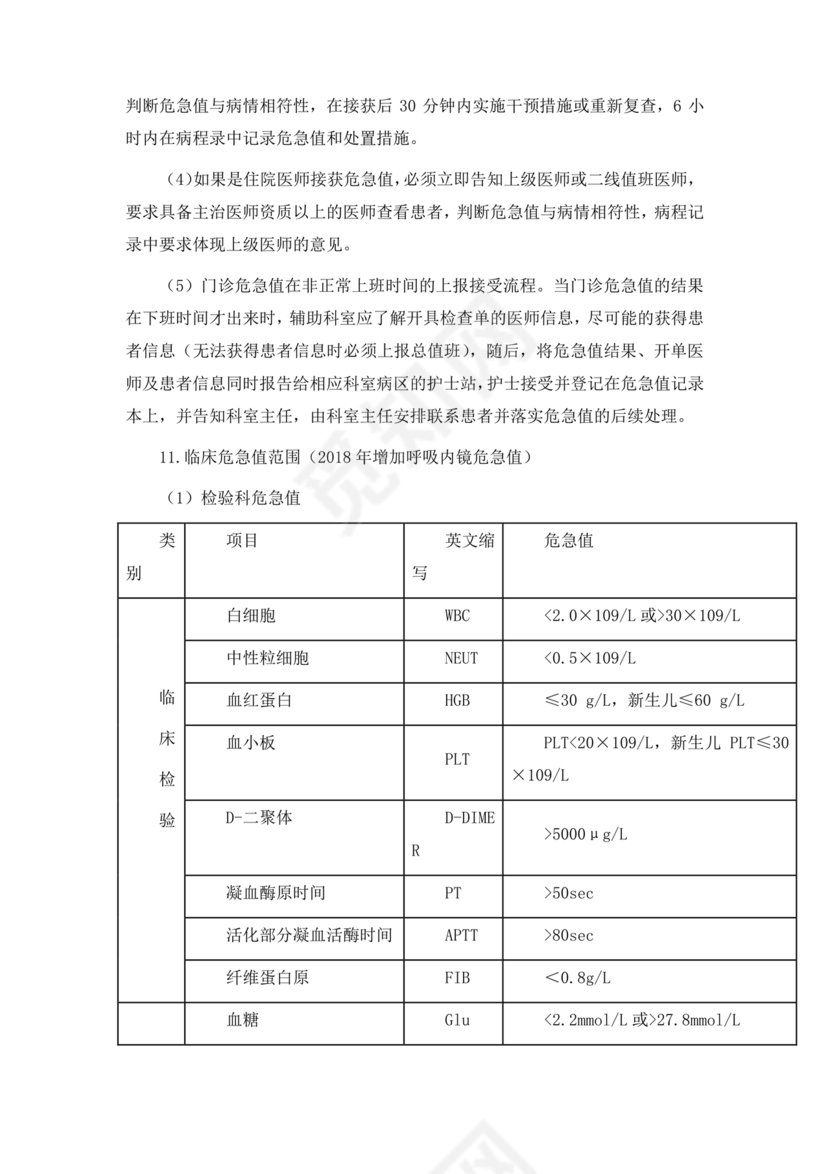 危急值报告制度及流程