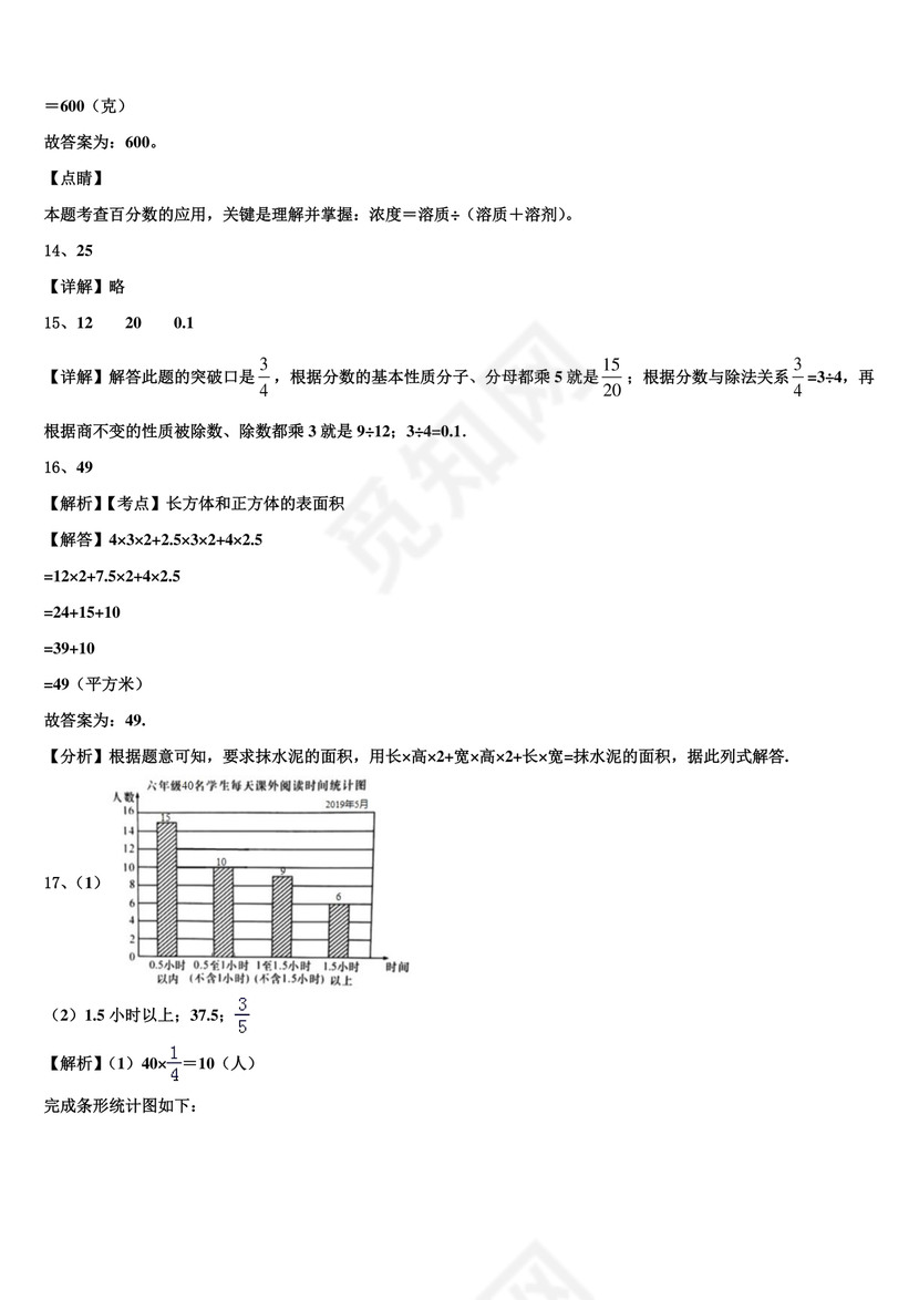 怀化金时中学小升初考试试题