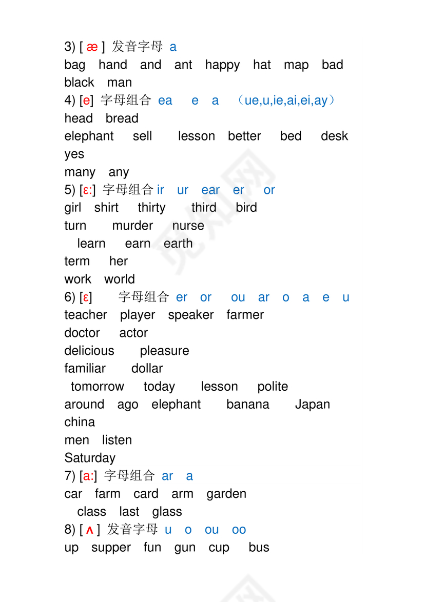 英语音标表48个音标发音表可打印