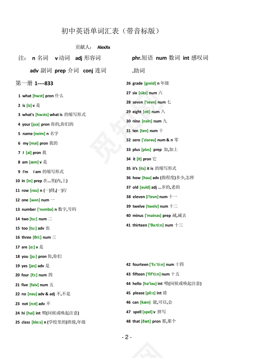 初中英语单词表3500词带音标