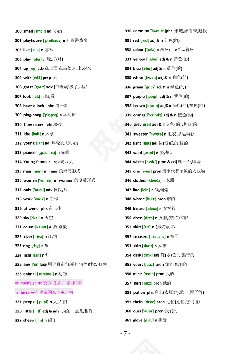 初中英语单词表3500词带音标