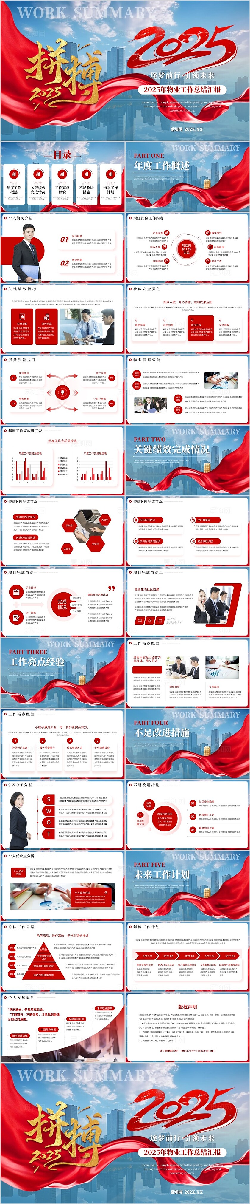 蓝色实拍建筑励志风2025年物业工作总结汇报物业年终总结PPT模板2025年终总结