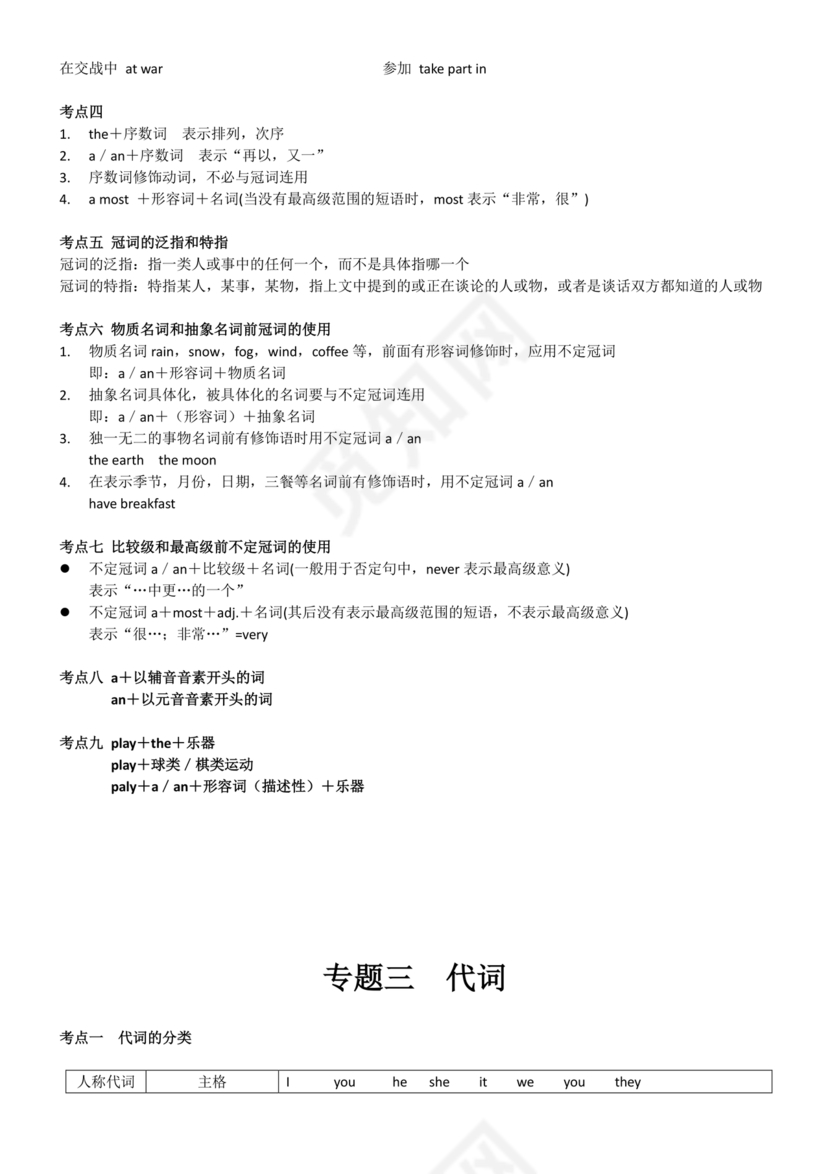 高考英语语法知识点总结