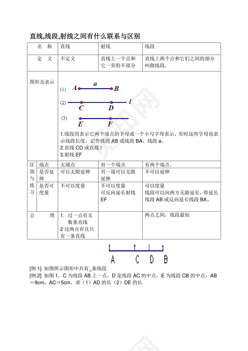 人教版四年级数学上册线段直线射线教学设计