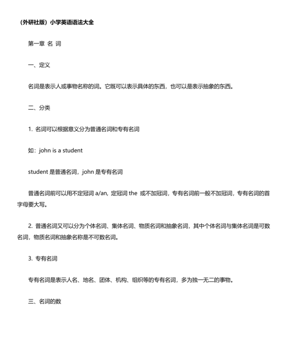 外研版小学英语语法汇总