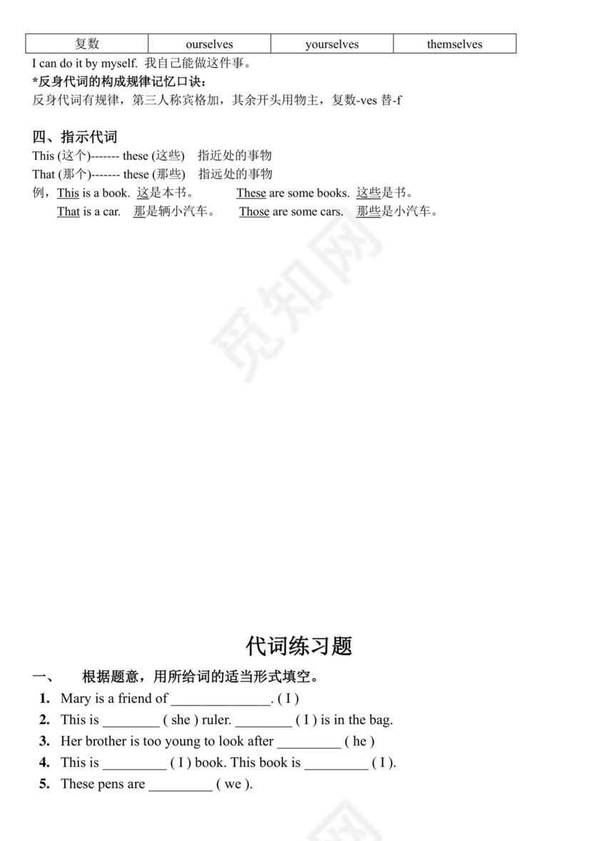 小学英语语法知识大全带题目