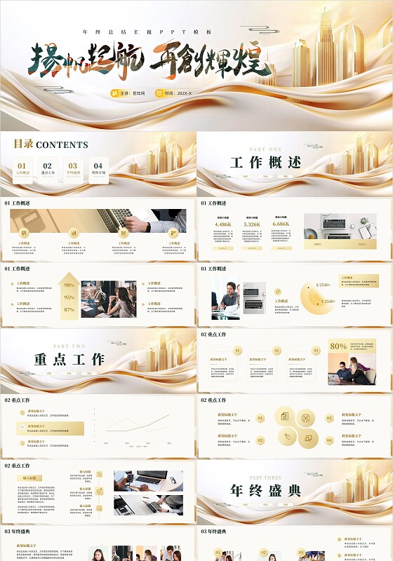 金色大气2025年年终总结工作总结汇报PPT模板