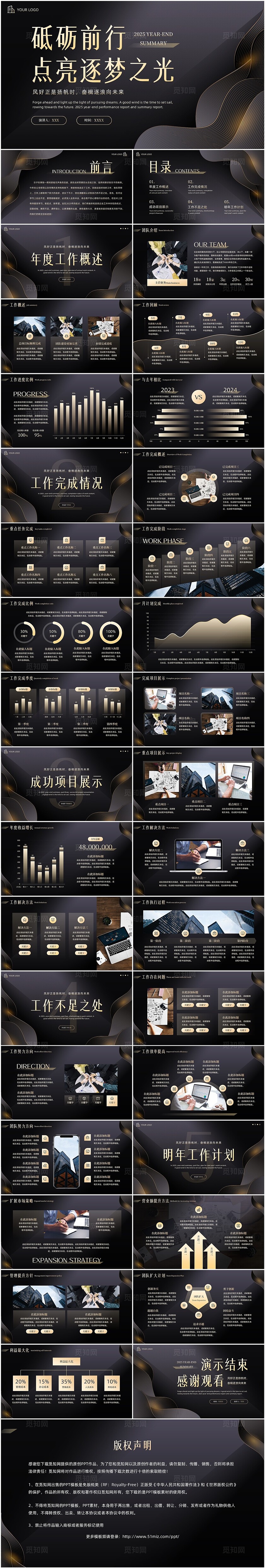 简约黑金2025个人年终总结PPT模板2025年终总结