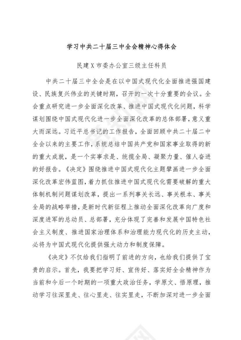 二十届三中全会讲稿