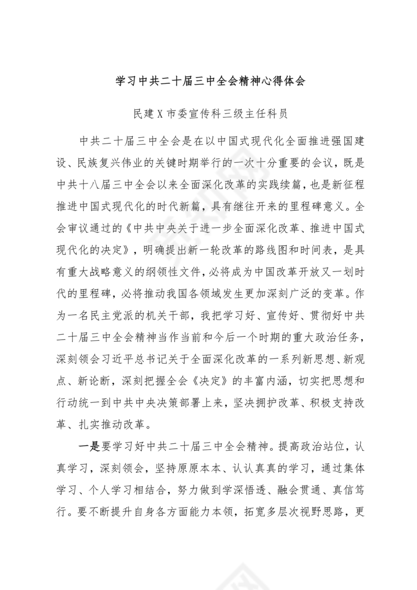 二十届三中全会讲稿