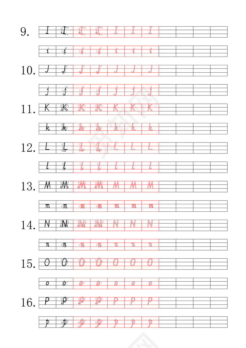 小学英语字母四线3格标准手写字帖