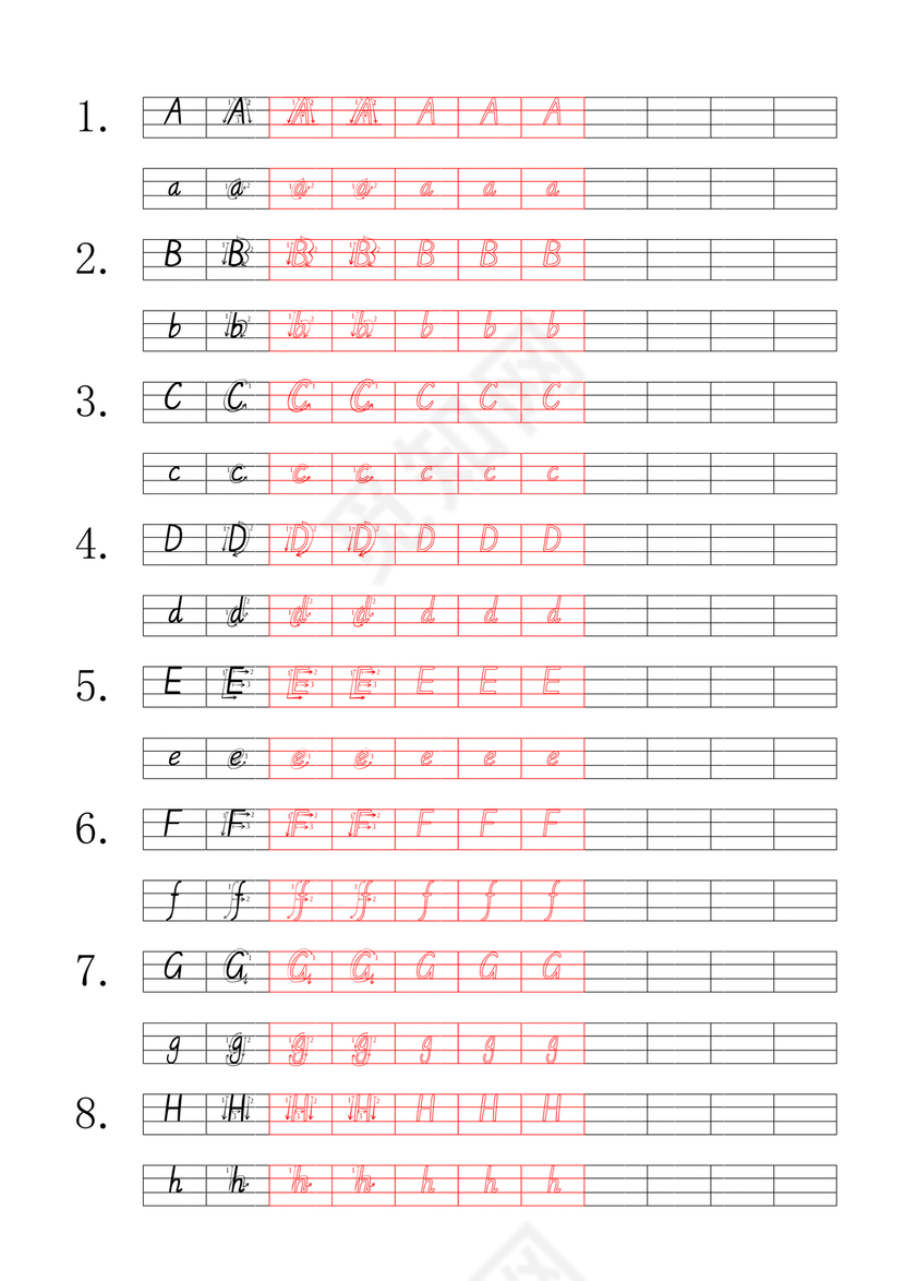 小学英语字母四线3格标准手写字帖