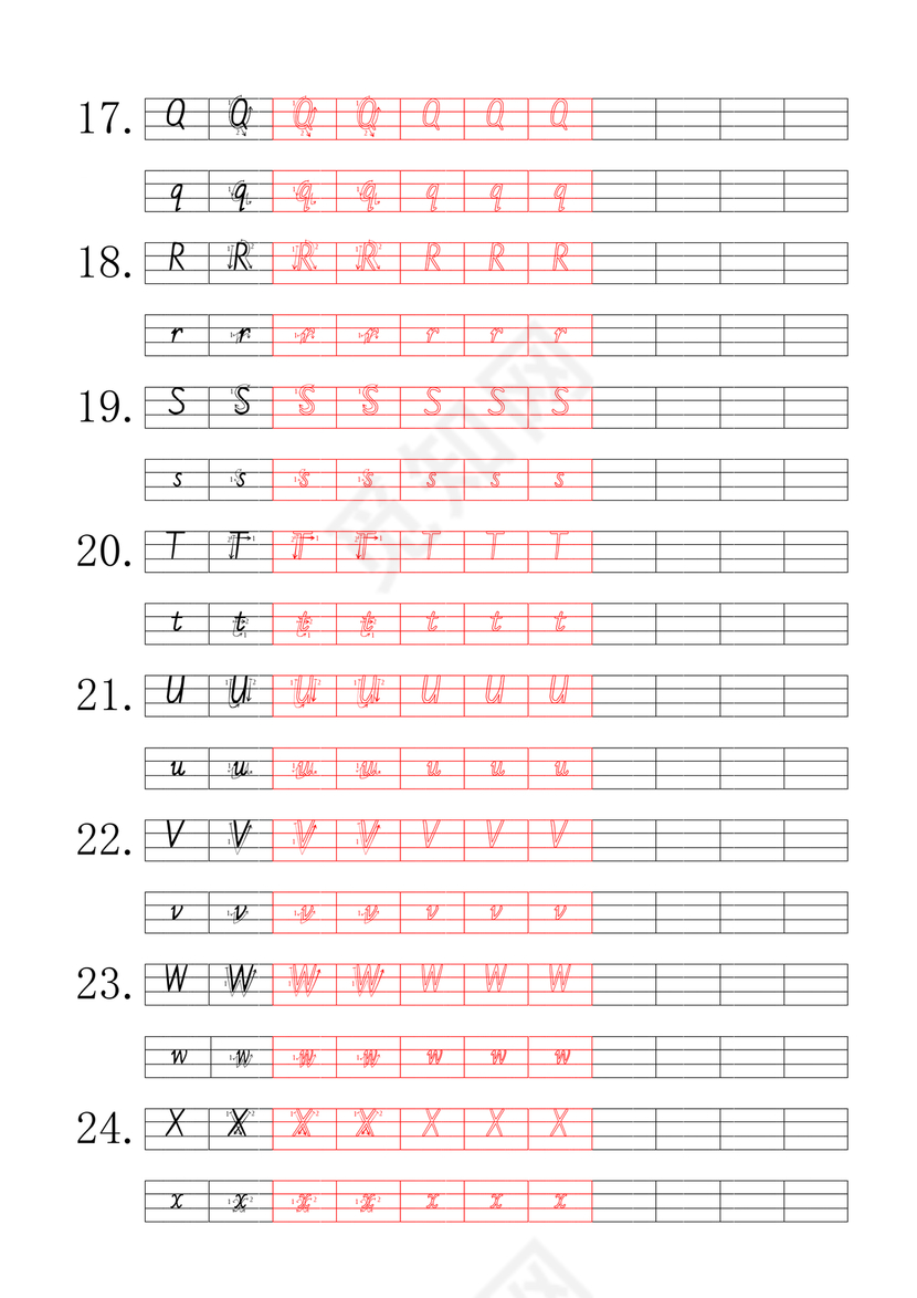 小学英语字母四线3格标准手写字帖
