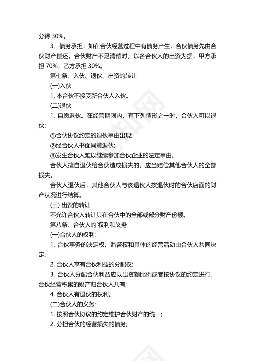 投资合伙开店协议