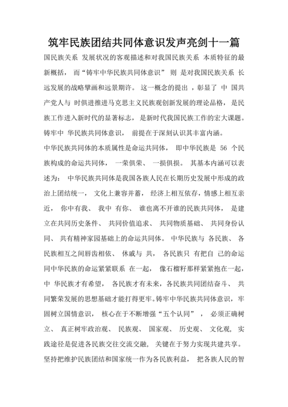 筑牢民族团结共同体意识研讨发言材料