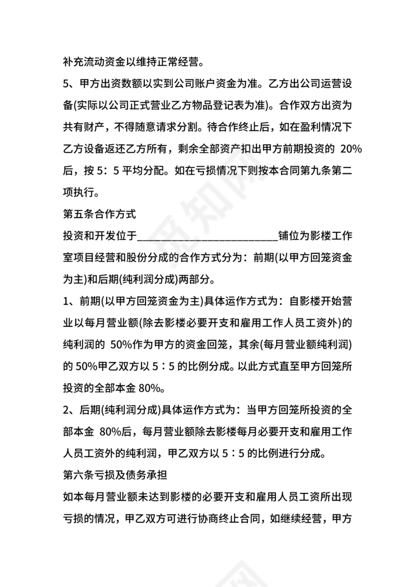 开店股份合作协议