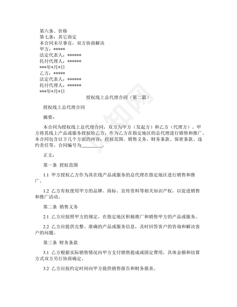 公司线上授权合作协议书