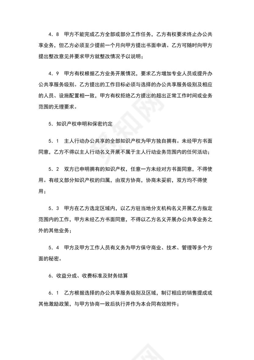 共享办公合作协议