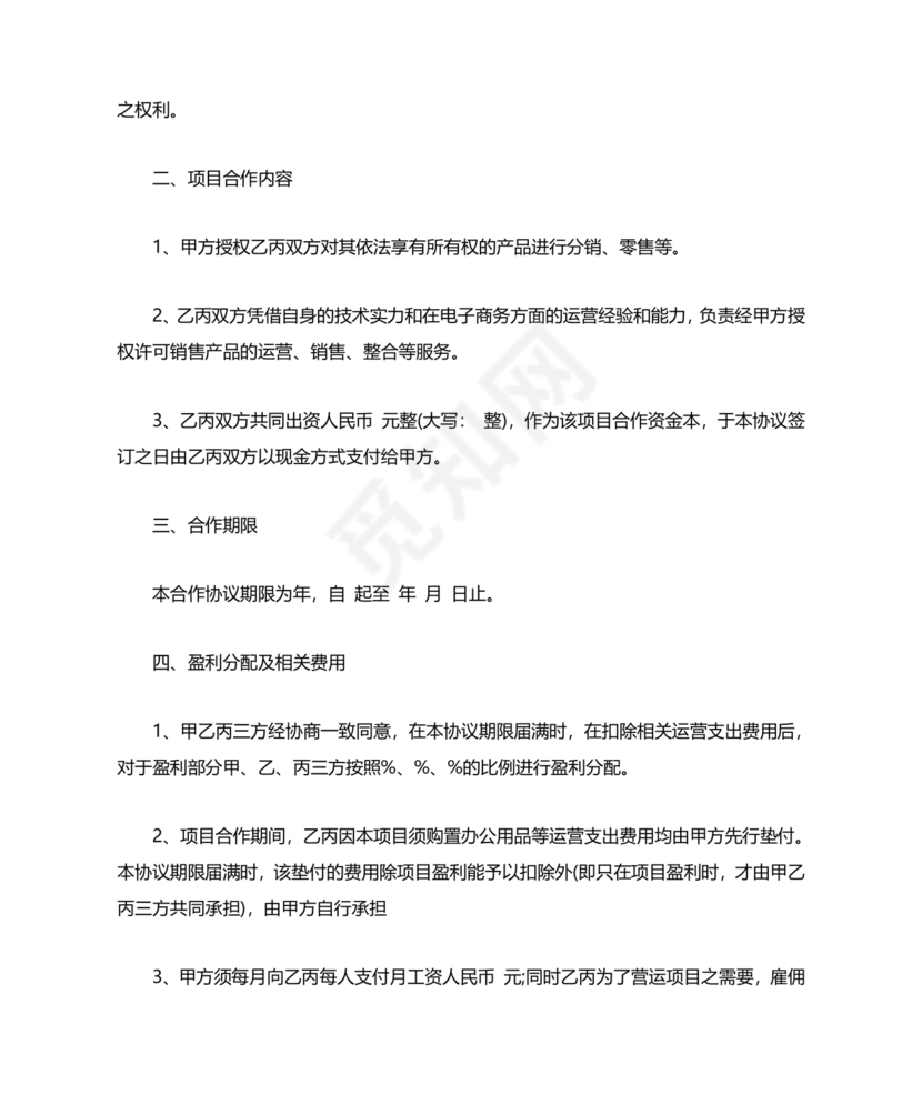 电商项目合作协议