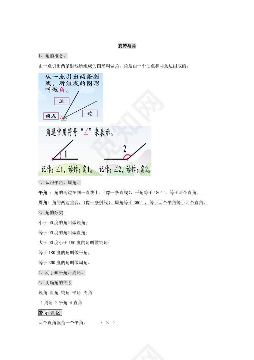 四年级数学上册线和角