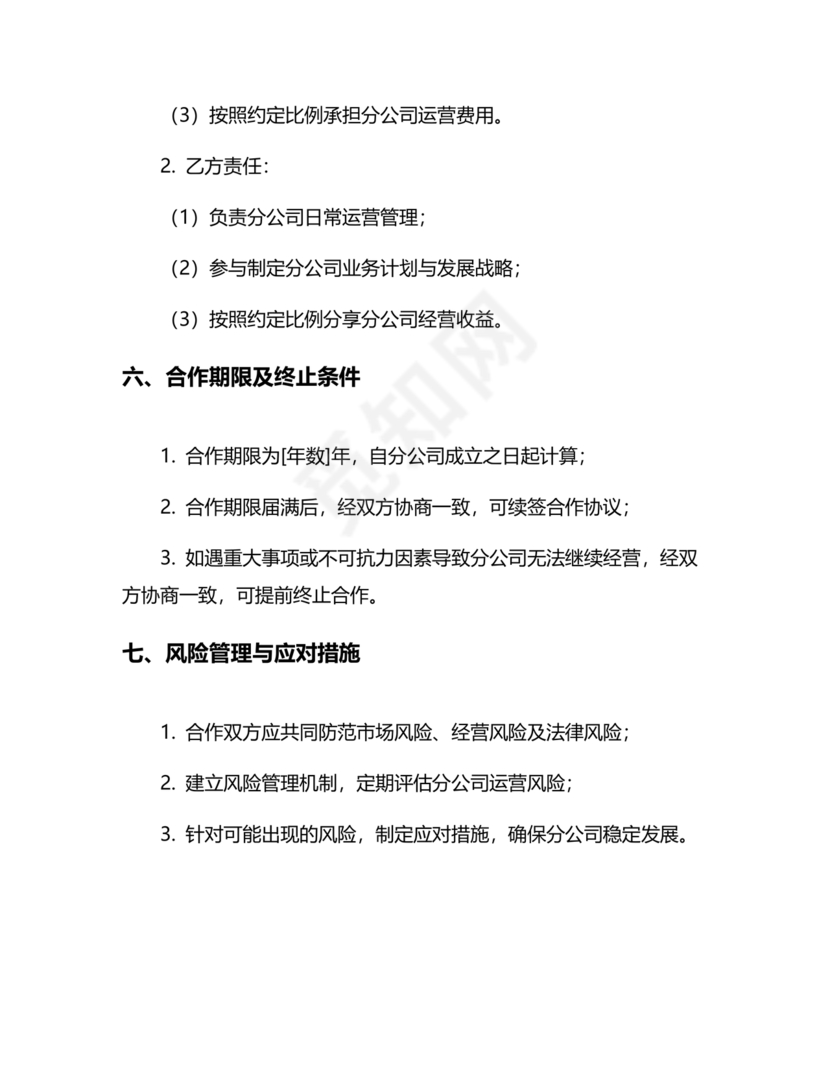 设立分公司合作协议书