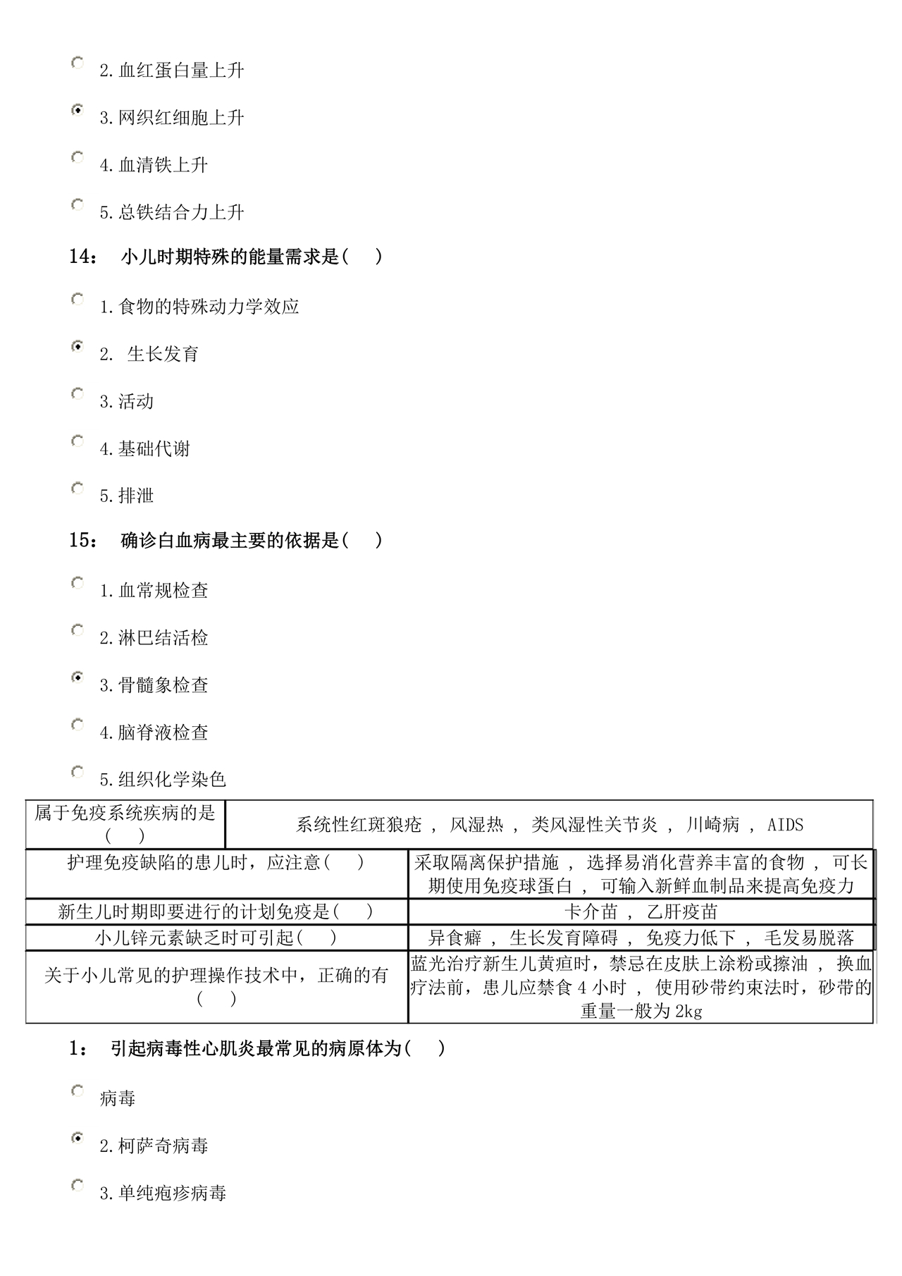 儿科基础护理知识试题及答案