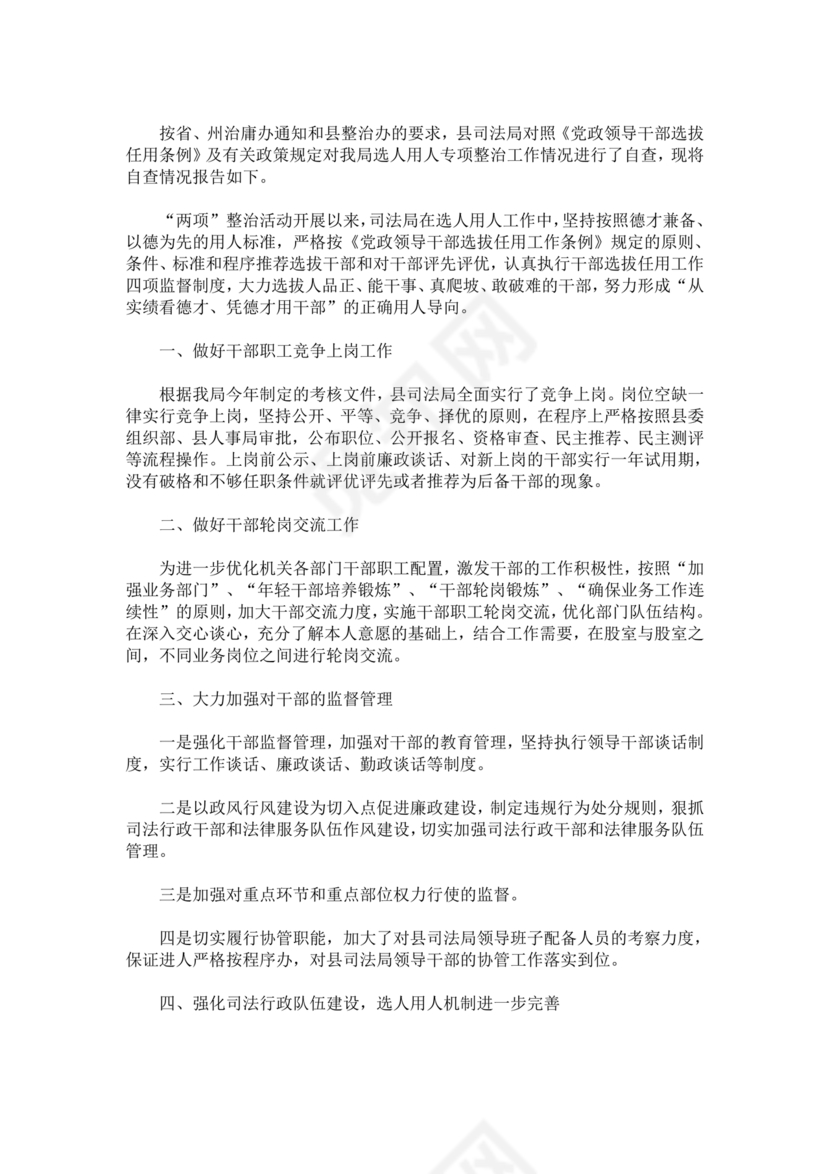 选人用人巡视整改报告