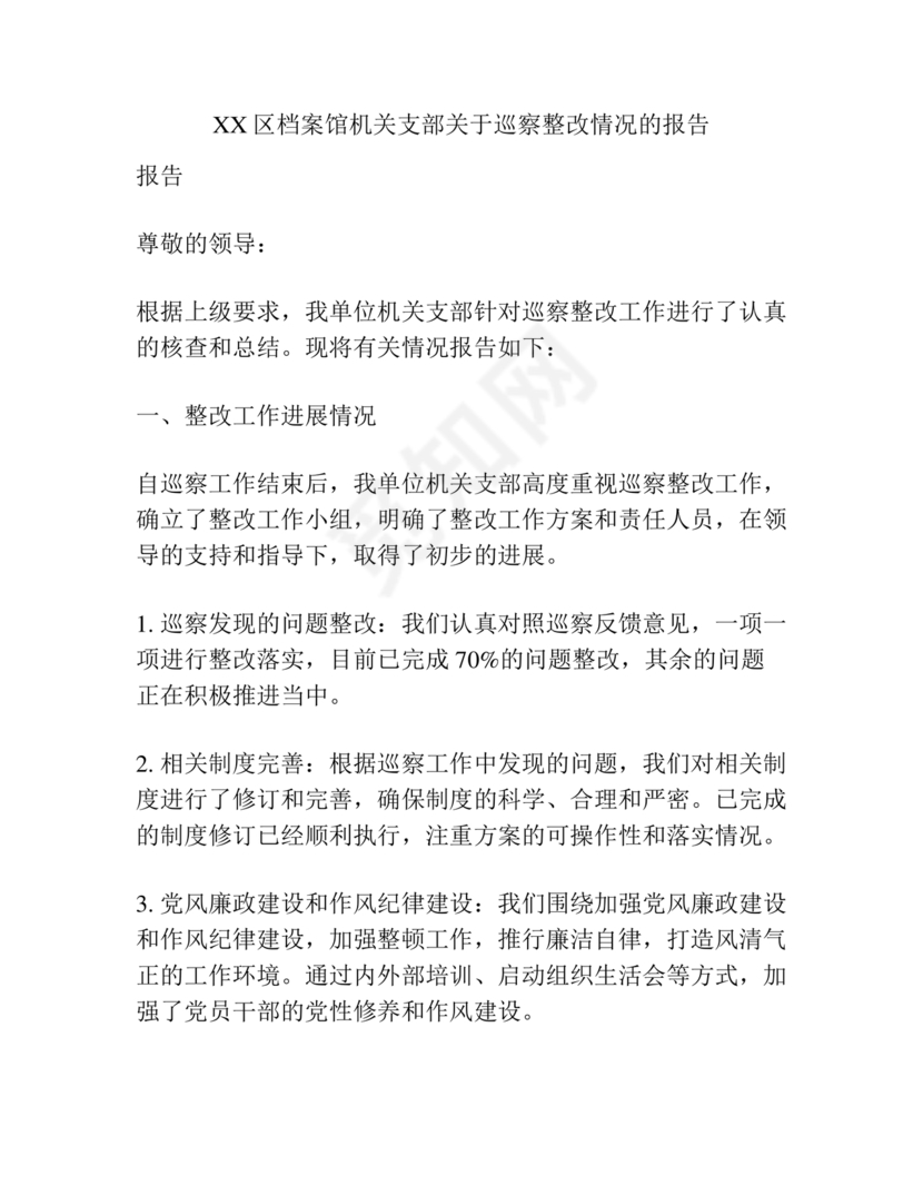 档案馆巡察整改报告