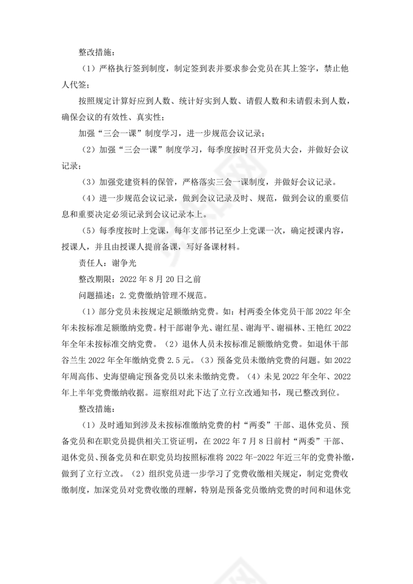 村巡察整改报告