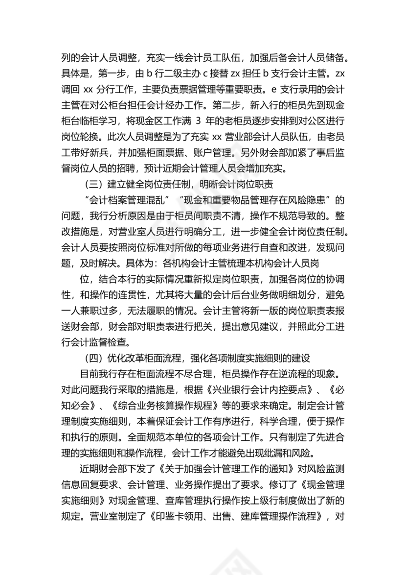 银行巡视整改报告