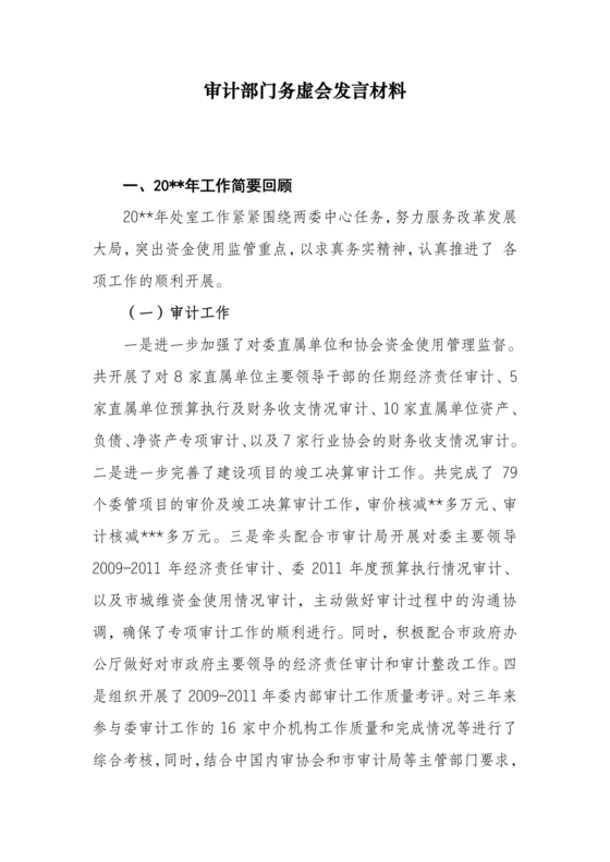 审计务虚会发言材料