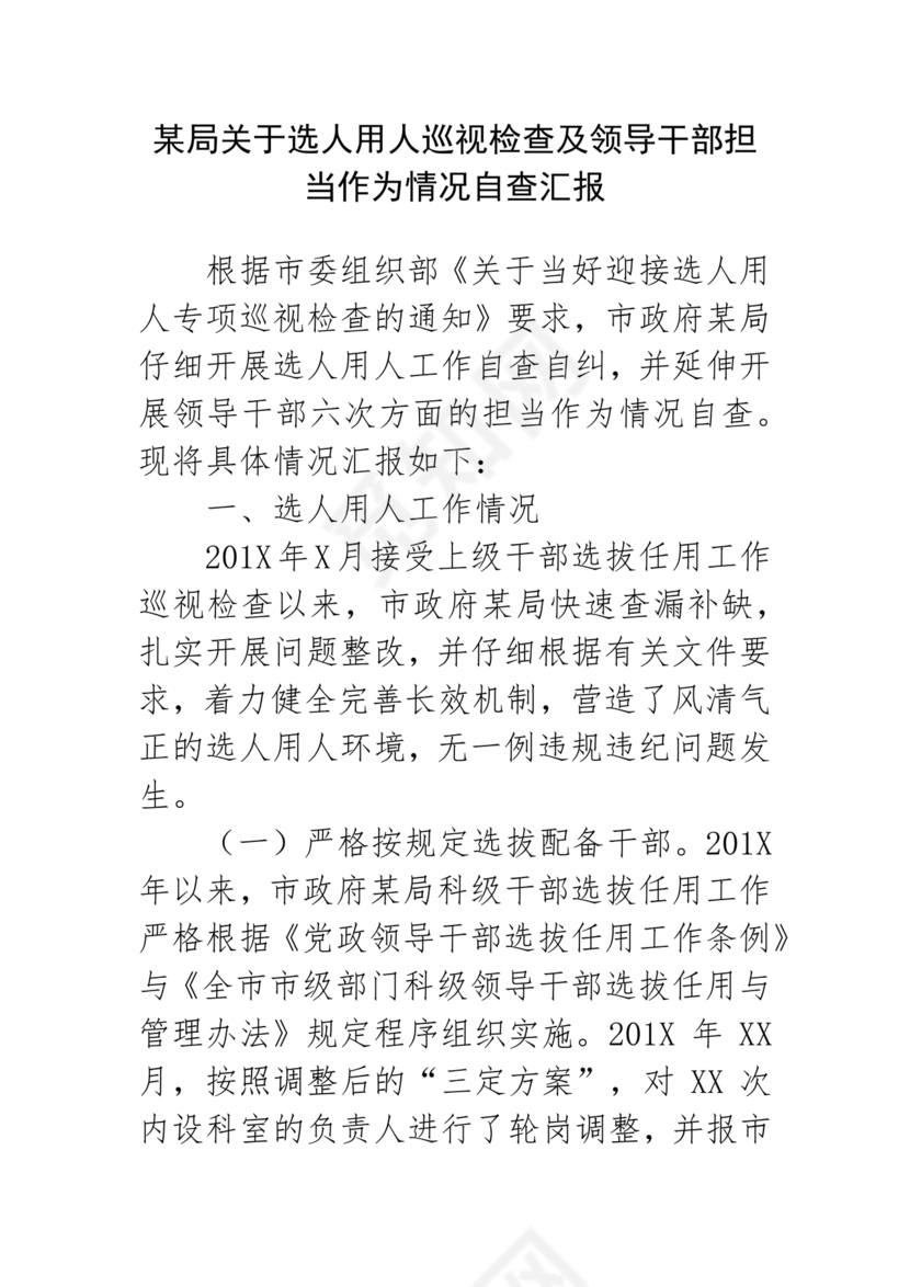 选人用人巡视整改报告