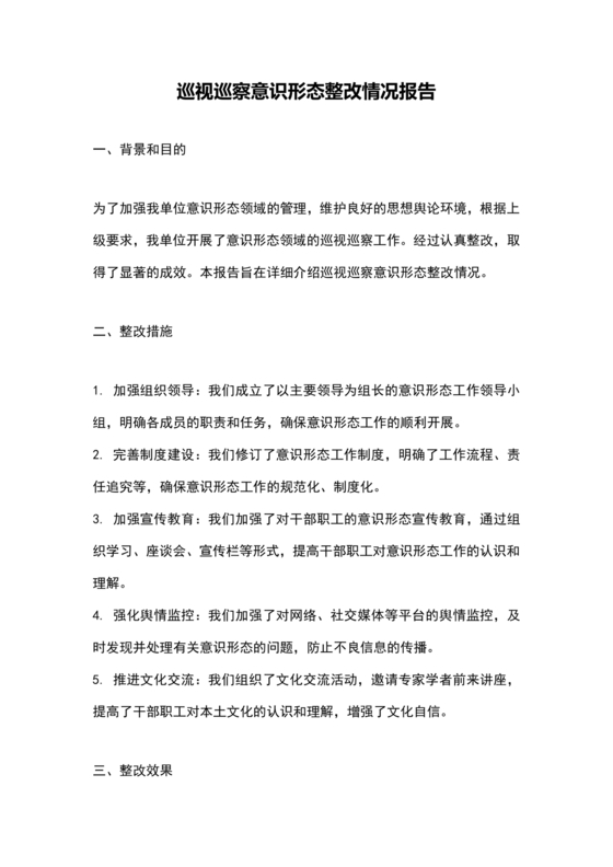 意识形态巡查整改报告