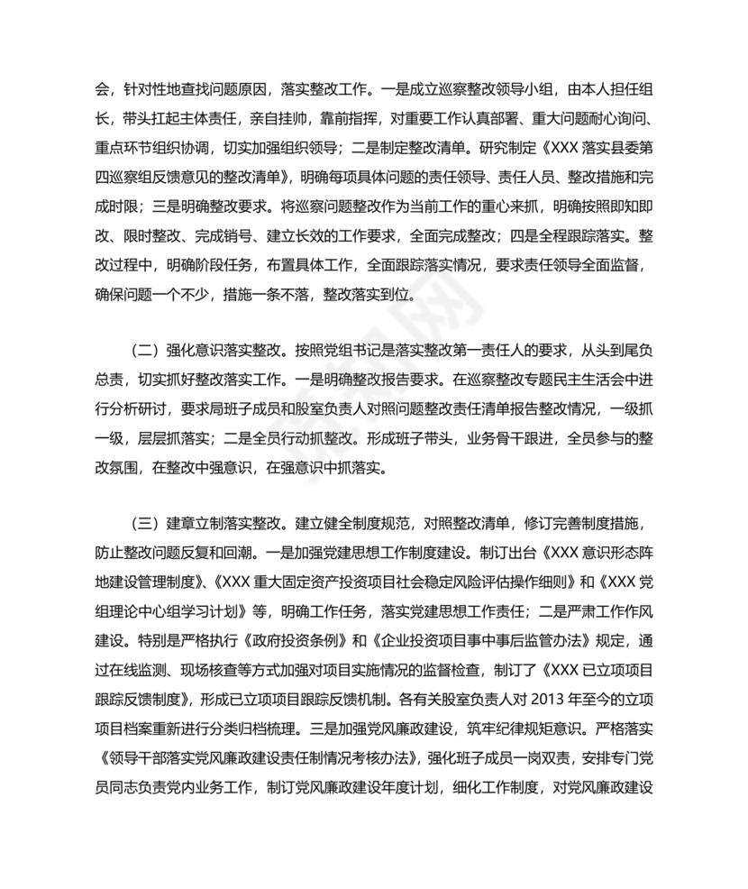 巡察整改第一责任人落实情况报告