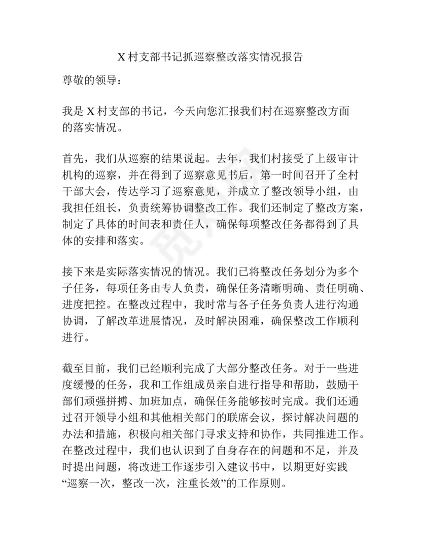 书记点人点事巡察整改推进情况报告