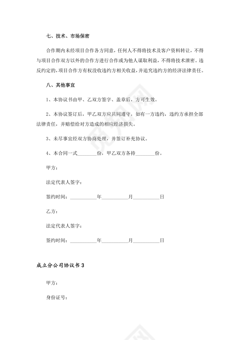 设立分公司合作协议书