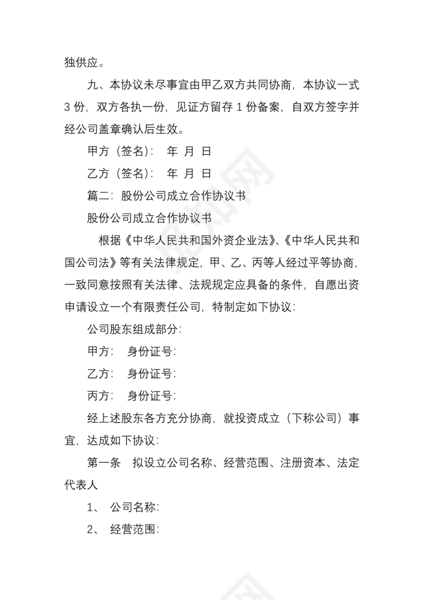 设立分公司合作协议书