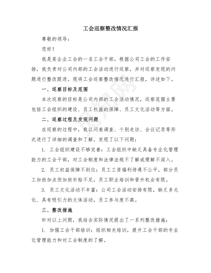 工会巡察整改报告