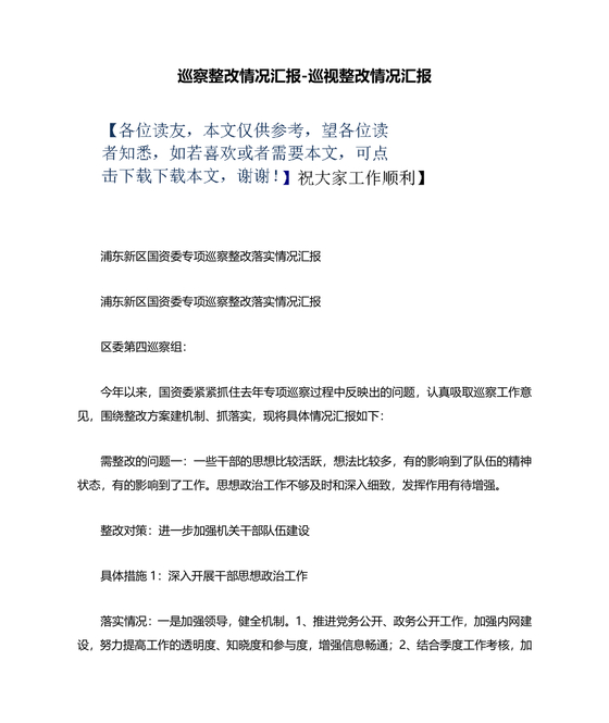 巡察整改成果汇报