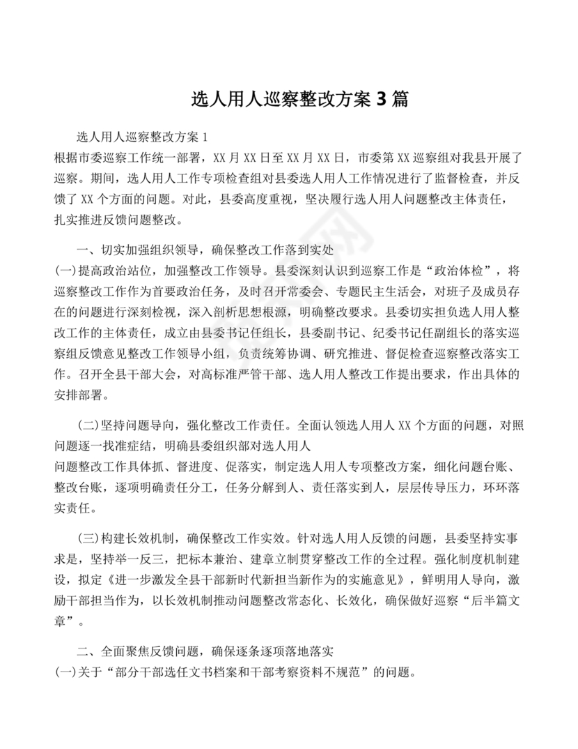 选人用人巡视整改报告