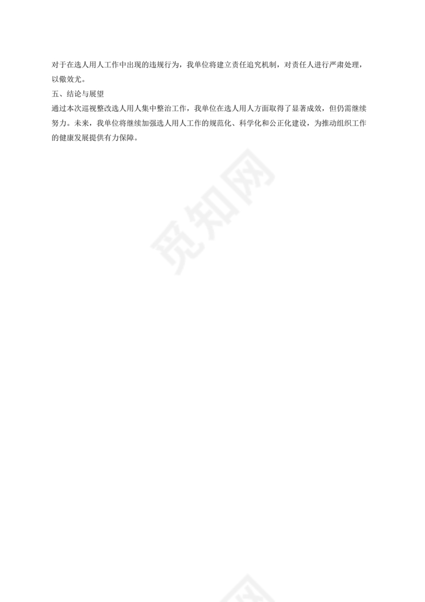 选人用人巡视整改报告