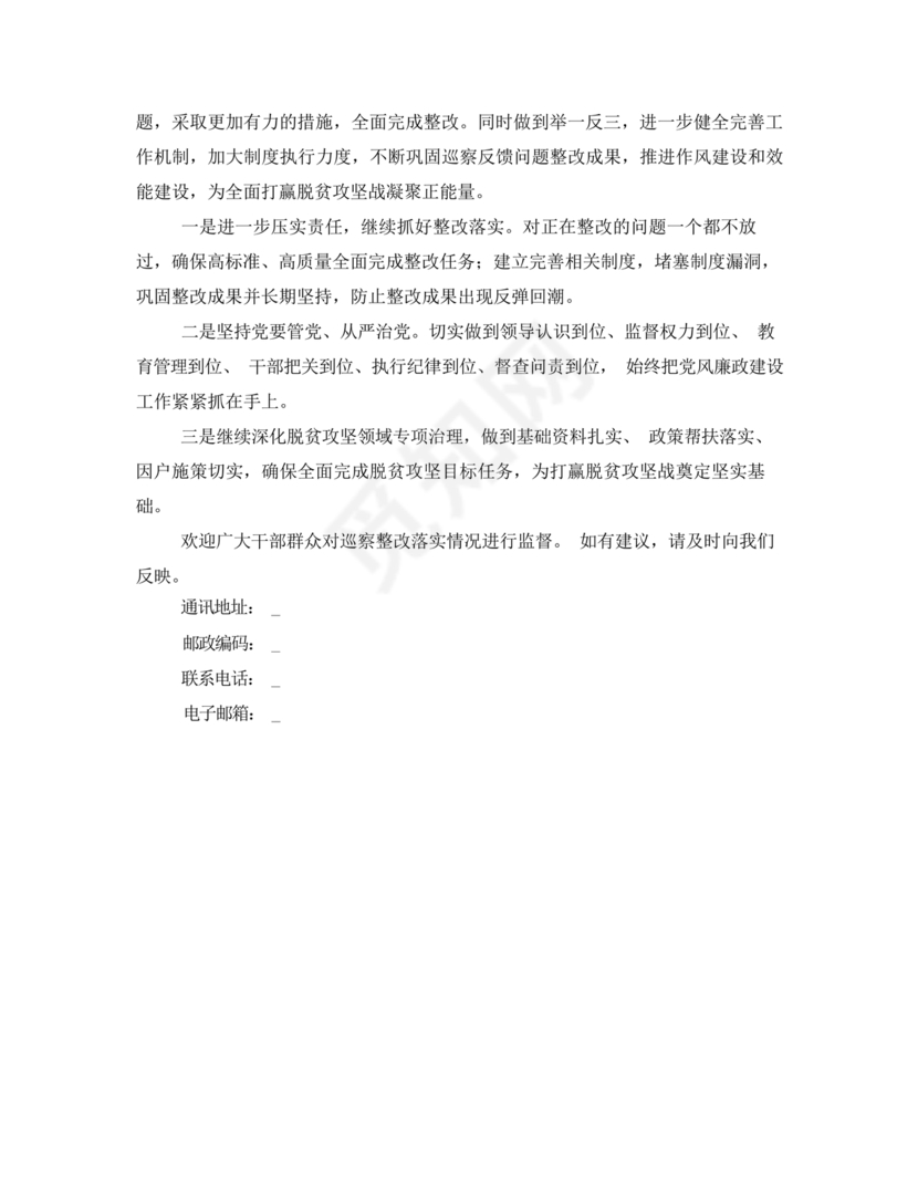 乡镇巡察整改报告