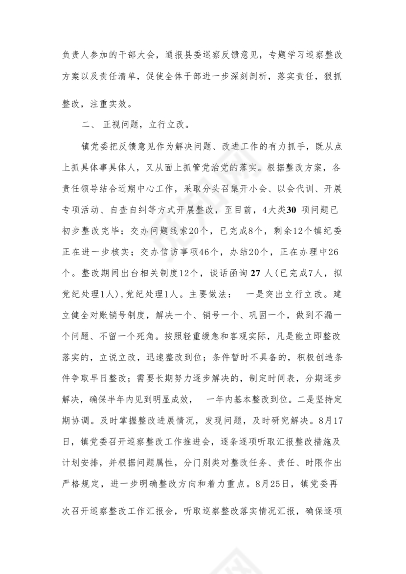 巡察整改自评报告