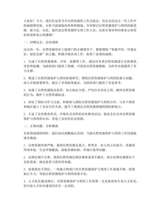 自然资源务虚会发言材料